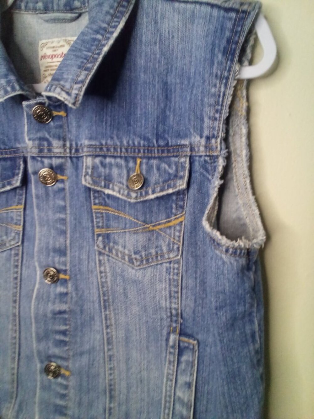 Aeropostale Denim Vest Women L Button Up Sleeveless Jacket Y2K Blue - Picture 7 of 14